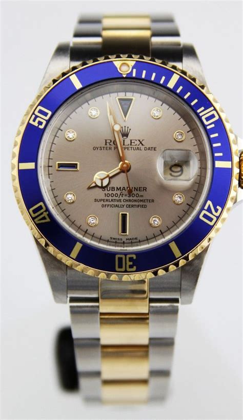 13268 rolex oyster perpetual blue dial gold and silver|Rolex submariner 126613.